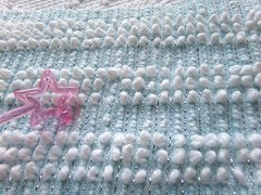 mermaid mist blue vtg chenille bedspread fabric silver lurex pearl pops 18×24″