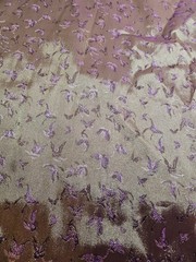 8 Yds 48″ W Silk Fabric Purple Gold Dual Side Butterly Accent Sewing Craft Decor