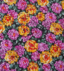 1 ¾ yd Floral RAYON FABRIC Cotton Blend Yellow Purple Green 60”x 65” Dress Craft