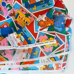 Summer Vacation Fabric 42″ Sq Yard Back To School Primary Vtg VIP Cranston Kids