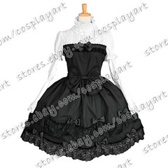 Victorian Reenactment Clothing Costume Ball Gown Bow-tie Ruffle Tutu Sweet Dress