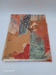 Abstract Mediterranean Artwork Texoprint Fabric Yellow Terracotta 50″L x 56″W +