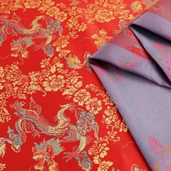 Kai RED Dragon Brocade Chinese Satin Fabric for Cheongsam/Qipao, Apparel, Costu