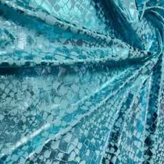 Animal Print Metallic Blue Snake Fabric Stretch Spandex by Yard for Swimwear