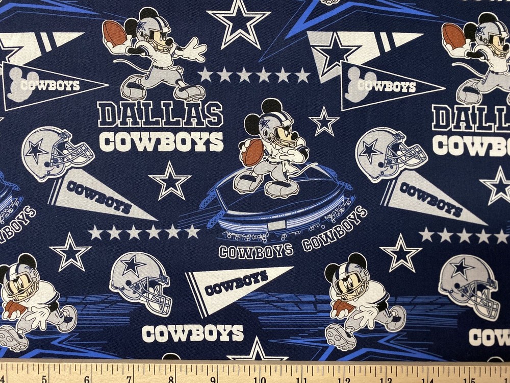 NFL DALLAS COWBOYS Football, MICKEY, HALF Yard (18”x 44”) 100% Cotton Fabric New