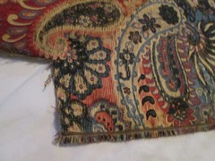 Decorator Fabric Remnant Paisley Floral Red Blue Green Gold 34” x 33”/40”