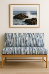 Blue Abstract Brush-Stroke Upholstery Fabric – 11 ft × 5 ft Continuous Cut (≈ 4.