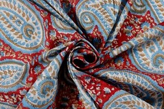 Indian Handmade Paisley Cotton Hand Block Print Red Fabric Dress Craft By 5 Yard