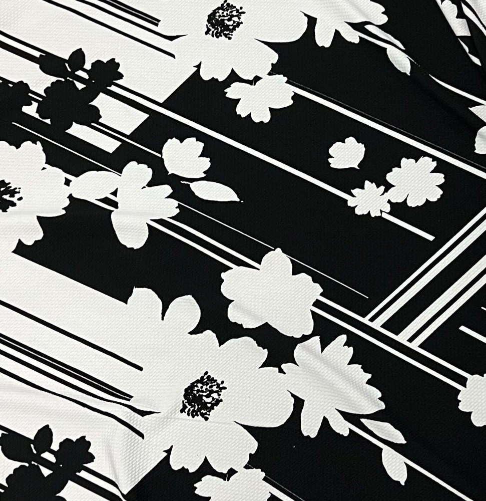 White Black Printed 4way Stretch Spandex Fabric 60” Width 1 Yard