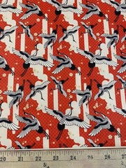 Kimonos & Koi – Japanese Cranes Red – Paintbrush Studio Cotton Fabric