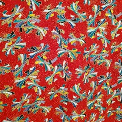 Japanese Noshi Ribbons Chiyogami Style Cotton Fabric Red 3 1/8 yards