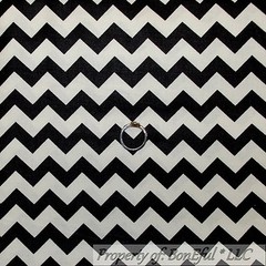 BonEful Fabric FQ Cotton Quilt Black White B&W Gold Chevron Stripe Block Square
