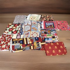 Novelty Cotton Quilting Fabric Pieces Lot, apple Prints
