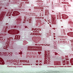 Positively Pink Breast Cancer Fight Like A Girl Plush Minky Fabric BTY