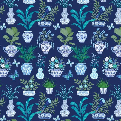 BENARTEX – Capri by Kanvas Studio – Veranda – Navy ,1/4 yard