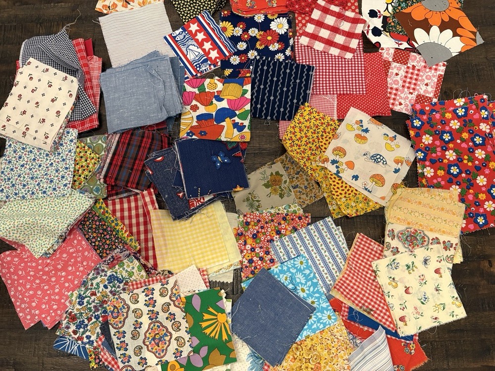 Large Lot Vintage Fabric Scrap Lot Floral Patterned Cotton Quilt Sewing Remnants