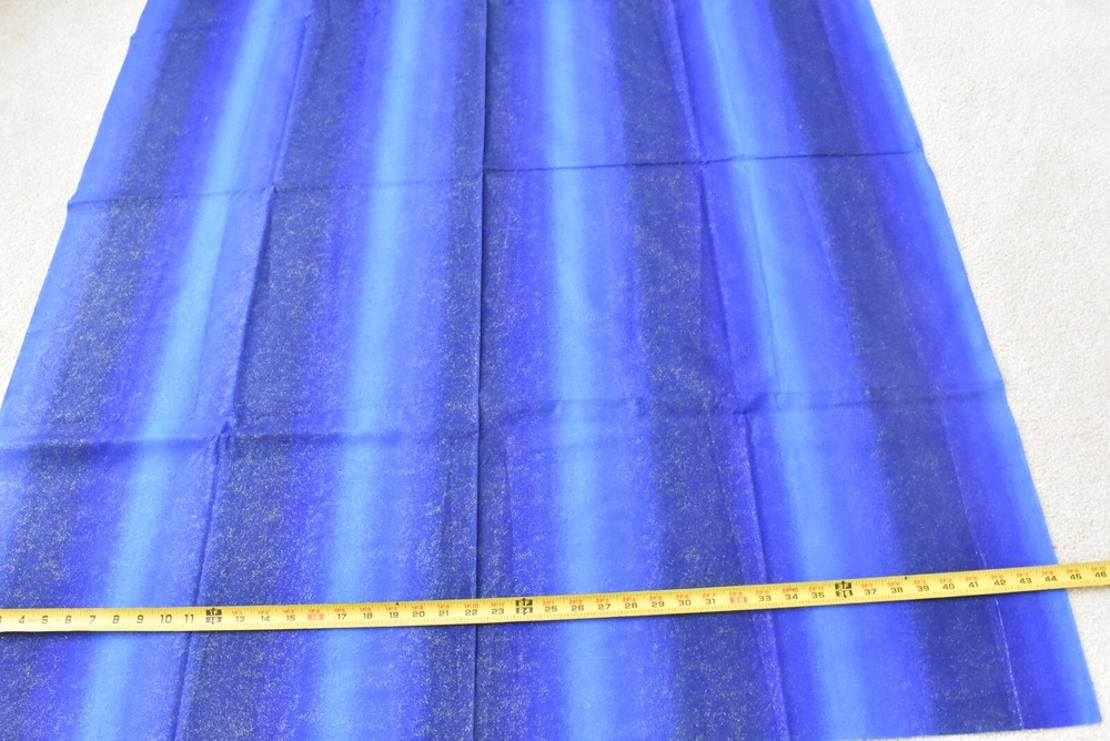 16″ Long, Vintage, Metallic-Gold Sparkles on Vertical-Blue-Striped, E161