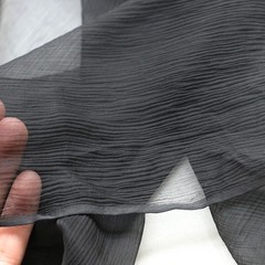 55” Wide Natural White Black Silk Georgette Crepe Fabric Crinkled Yoryo Silk