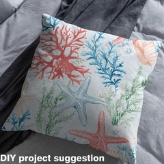 Castle Fairy Starfish Fabric By The Yardunderwater Watercolor Coral Seaweed
