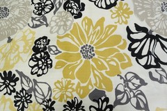 2015 Original Screenprint Richloom Upholstery Fabric 5 2/3 Yd Black Gold Floral