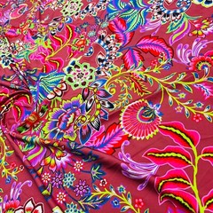 Tropical Flowers Guava background Print Nylon Spandex Fabric 4 Way Stretch