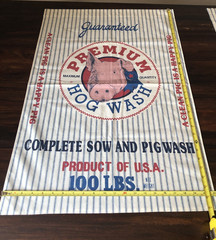Farmhouse Primitive Pig Fabric Panels Feed Sack Hog Wash Ticking Stripe Pair