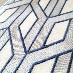 3 Yds Fabricut Lagunita Sky Fabric Upholstery Embroidered Geometric Blue White
