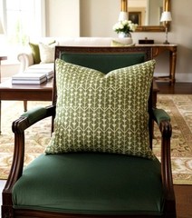 Carolina Irving 2 Yards Amazon Leaf Green Linen Hand-Painted Fabric Designer