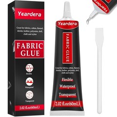 Fabric Glue, Permanent, Clear, Washable Adhesive for Clothing, Patches, Leather,
