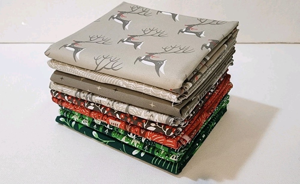 Christmas Quilting Cotton Fabric 1/2 yd. Bundle, Northern Light, 9 Pieces