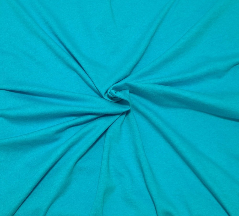 Lightweight Turquoise Cotton Fabric Jersey Knit by the Yard 130GSM 6/16