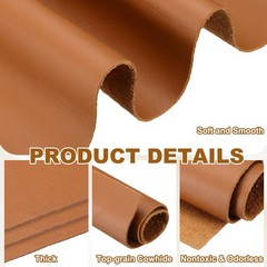 Genuine Leather Sheet, 7.9″x11.8″ Full Grain Leather Pieces, Light Brown