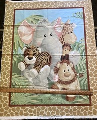 VTG 2008 “Jungle Babies” Stuffies by Patty Reed Crib Quilt Panel 45 “x 35 “