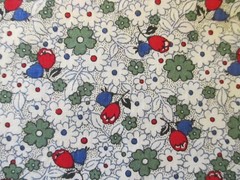 VTG Rose Bud Red Green White Floral On Cream 2 pieces 12/10″ wide X 42 long