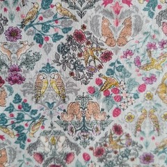 Palest Gray Japanese Cotton Shirting w/ Diamonds of Flowers/Animals – Classic