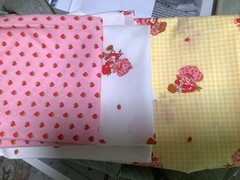 Vintage 1980 Strawberry Shortcake Yellow Gingham Cotton Blend 27×44” plus 2 more
