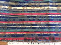 BURLINGTON PRINTS-LIGHTWEIGHT POLY STRIPE WITH BROCADE FLOWERS-64W-BY THE YARD