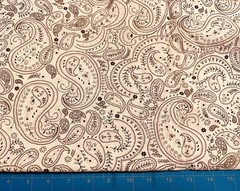 Tina Scrap 9”x.21” Floral Flower Paisley Brown Pink Swirl leaf Cotton Fabric