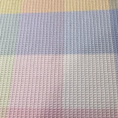 Multicolor Seer Sucker Pastel Plaid Cotton Waffle Weave 44” Wide. BTY