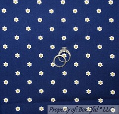 BonEful Fabric FQ Cotton Quilt Blue Yellow White Yellow Daisy Flower Dot Stripe