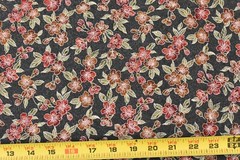 By 1/2 Yd, Burgundy Brown & Green Floral on Gray Quilt Cotton, Hi-Fashion, P2898