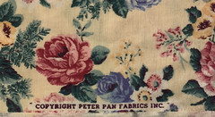 Vintage Floral Fabric By Peter Pan Pink Mauve Blue Yellow Flowers On Cream 2 Yds