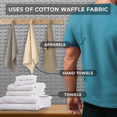 Medium Weight 100% Cotton Waffle Fabric – 2 Meters Bleached Material for Sewi…