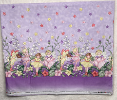 Leslie Beck Border Fabric Fairies Flowers Purple Springs Creative 2yds 34″ x 44