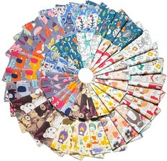 100% Cotton Fabric Bundle Quilt Squares 5”x5”, Animal Patterns Charm Packs …