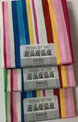 Design By The Piece Fat Quarter Lot Of 3 Pink White Red Blue Yellow Stripes