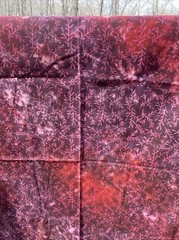 Burgundy Red Batik Fabric Deep Dye Tree Branch Geometric Quilting Art Textile