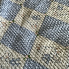 Lot Of 3 Pieces Of Fabric Yellow Blue Green Nursery Cotton Jersey VTG Sewing