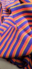 Vintage Hippy 60s Striped Orange Purple (Blue) Yellow Polyester Fabric 41″ x 66″