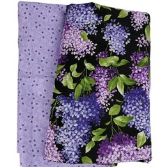 Cranston 2009 Lilac Purple Floral & Lt Purple Compliment Cotton Fabric 3 Yds